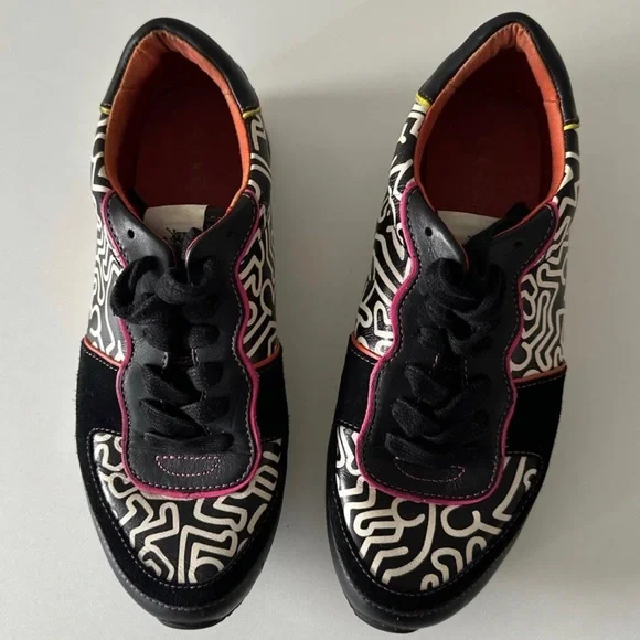 COACH x Keith Haring Leather Black Pink White Sneakers Limited Edition - Picture 4 of 16